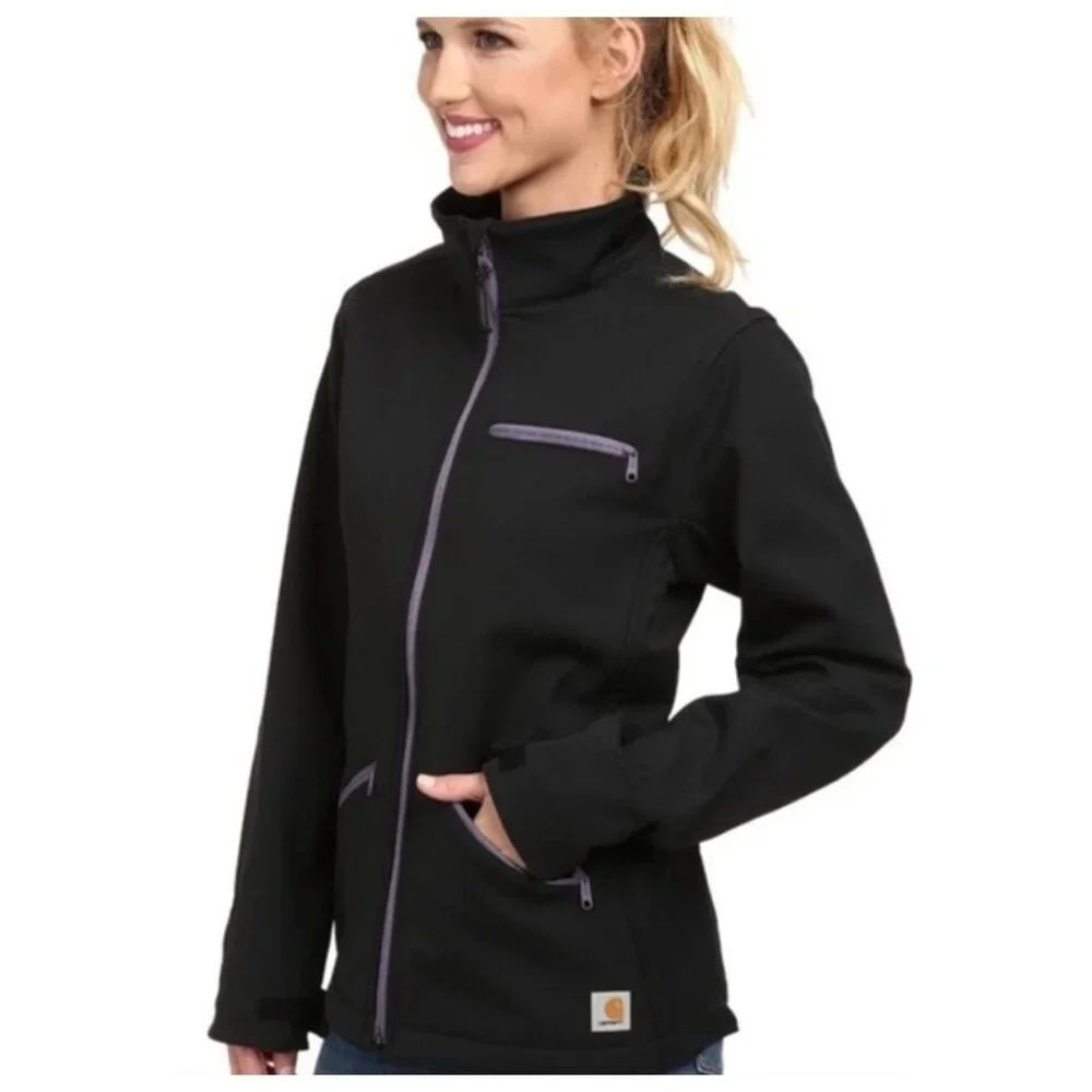 * Carhartt Black Cowley Soft Shell Full Zip Jacket sz M 8 / 10 - Picture 2 of 8